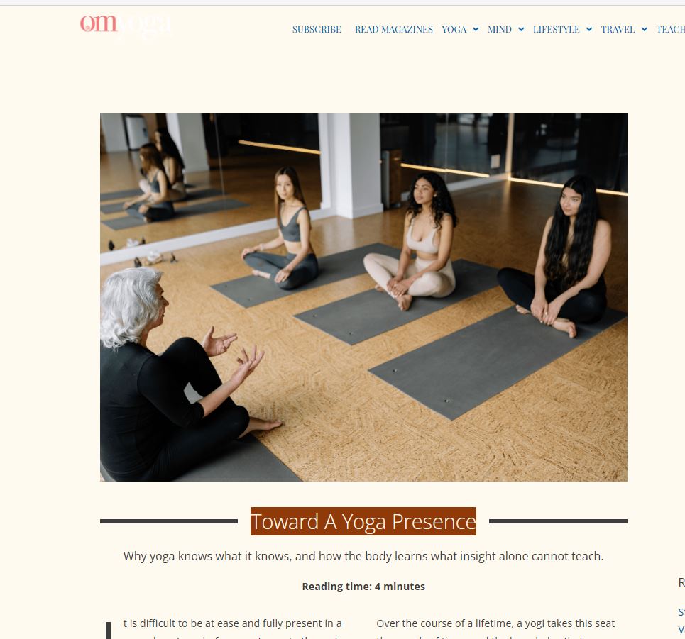 Toward a Yoga Presence: